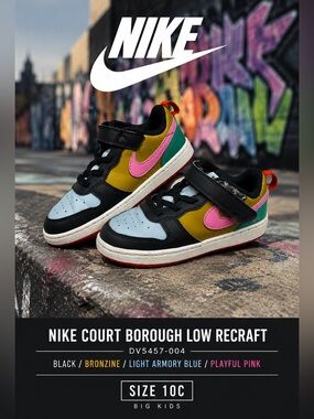 Nike Court Borough Low Recraft Big Kids Shoes Size 10C Multi Color